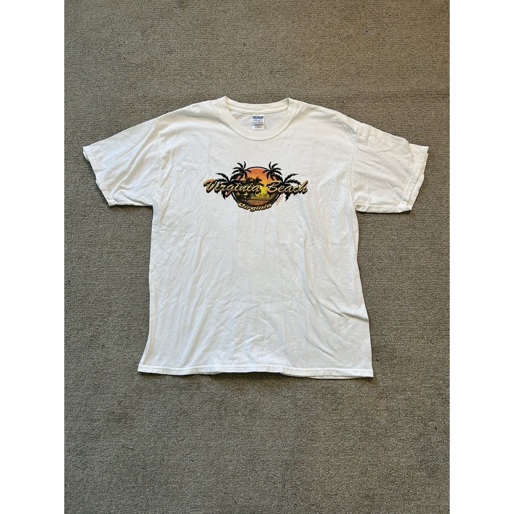 RARE Y2K White Joe Cool Virginia Beach Single Stitch T-Shirt 100% Cotton Size XL